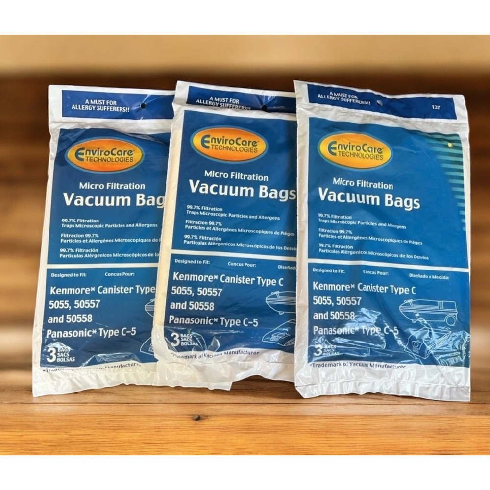 9 EnviroCare Type C Vacuum Bags Kenmore 5055 50557 50558 Panasonic C-5 Sealed